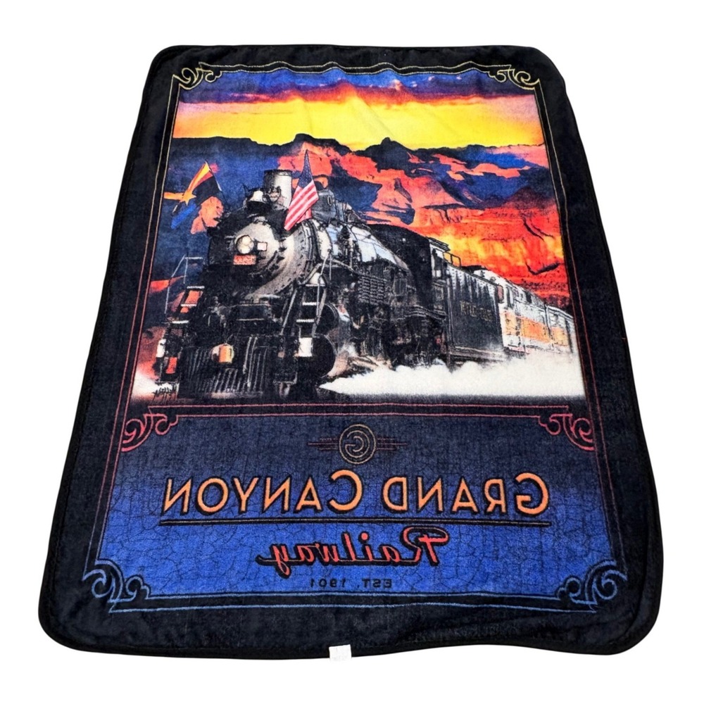 Grand Canyon Vintage Railway Fleece Blanket 5ft x 4ft Steam Engine Southwest - Picture 5 of 8